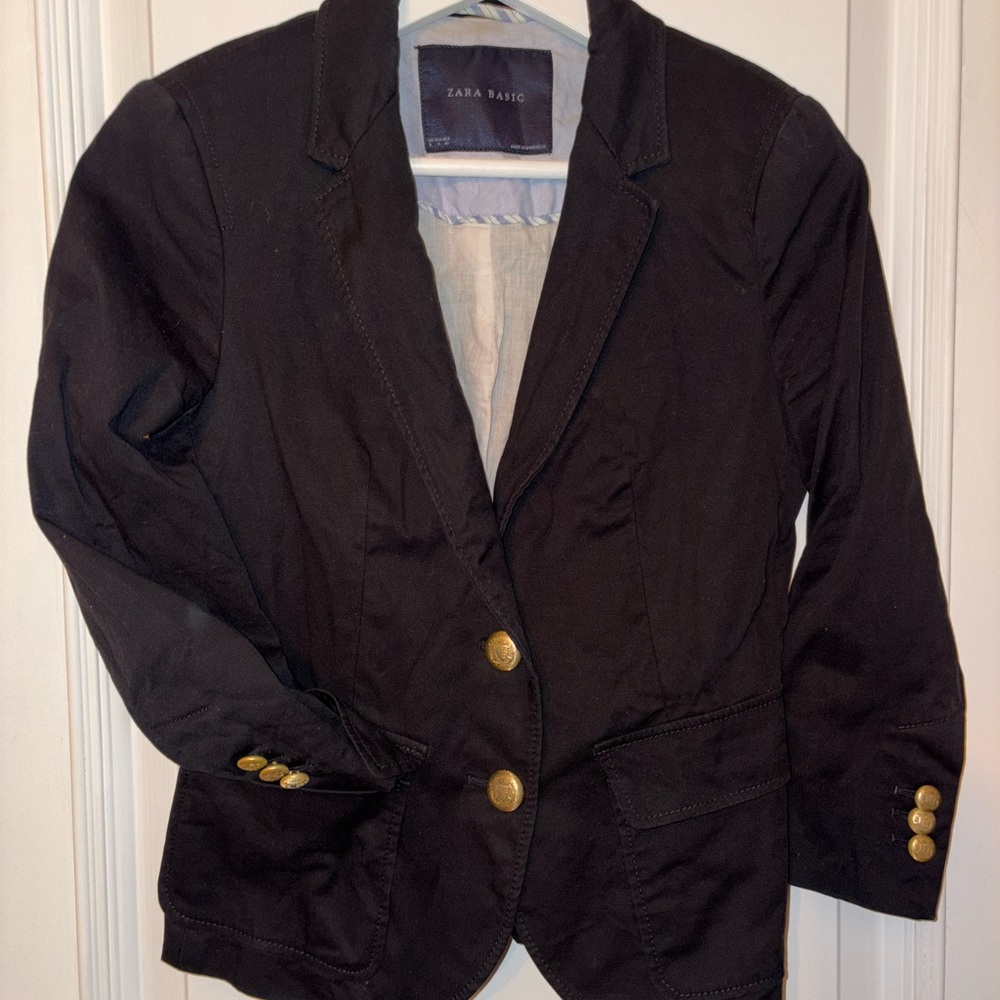 Zara Black Blazer with Gold Buttons